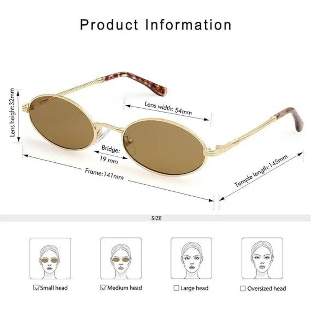 Appassal AP3721 Gold Tone Retro Oval Cat Eye Sunglasses for Women Y2k Trendy Na